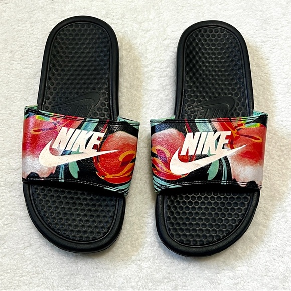 Nike Women's Benassi JDI Tropical Floral Slide Sandals - Size 7 - Picture 2 of 10